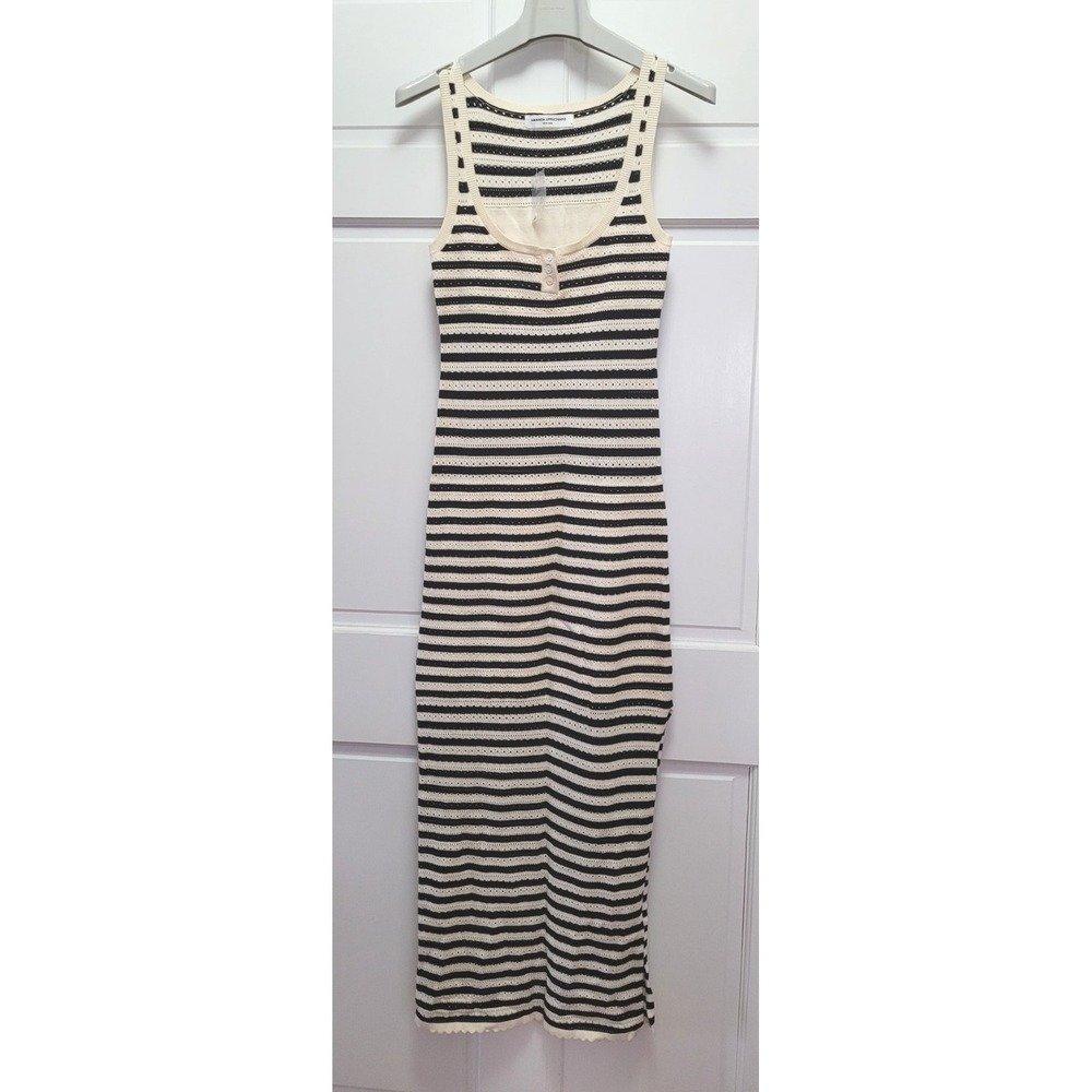 Amanda Uprichard Women's Seine Sleeveless Stripe Maxi Dress - Black/Cream - M